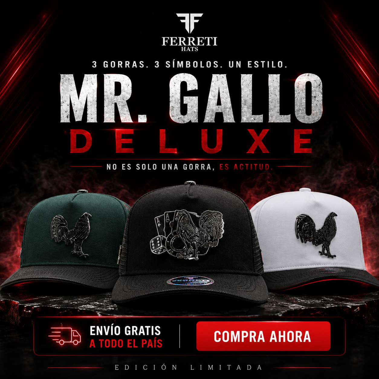 Pack 3 Gorras - Mr Gallo Deluxe - FERRETI HATS PREMIUM