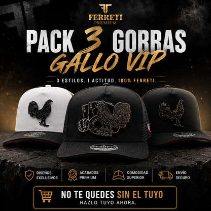 Pack 3 Gorras - Gallo VIP  - FERRETI HATS PREMIUM