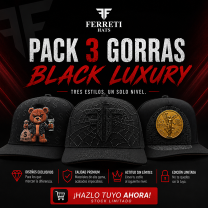 3-Pack of Hats - Black Luxury - FERRETI HATS PREMIUM