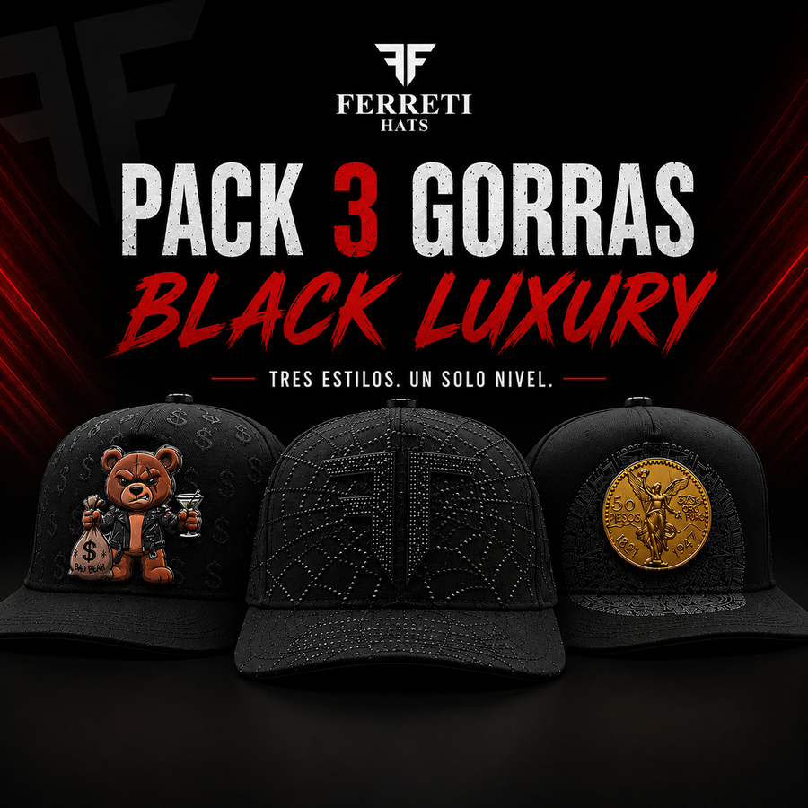 Pack 3 Gorras - Black Luxury - FERRETI HATS PREMIUM