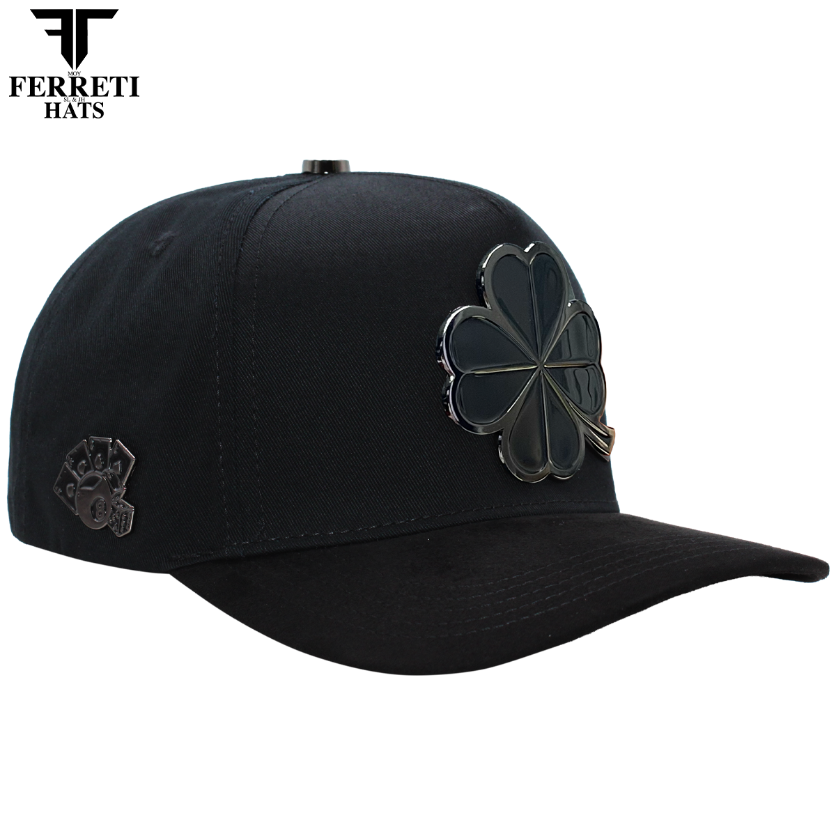 FERRETI HATS PREMIUM FT116BB The Lucky Black on Black Baseball Cap For Men