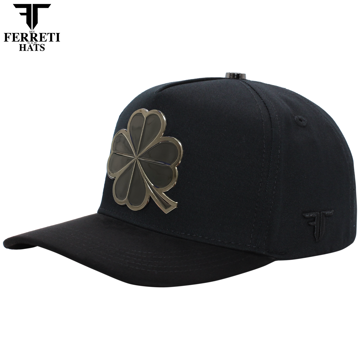 FERRETI HATS PREMIUM FT116BB The Lucky Black on Black Baseball Cap For Men