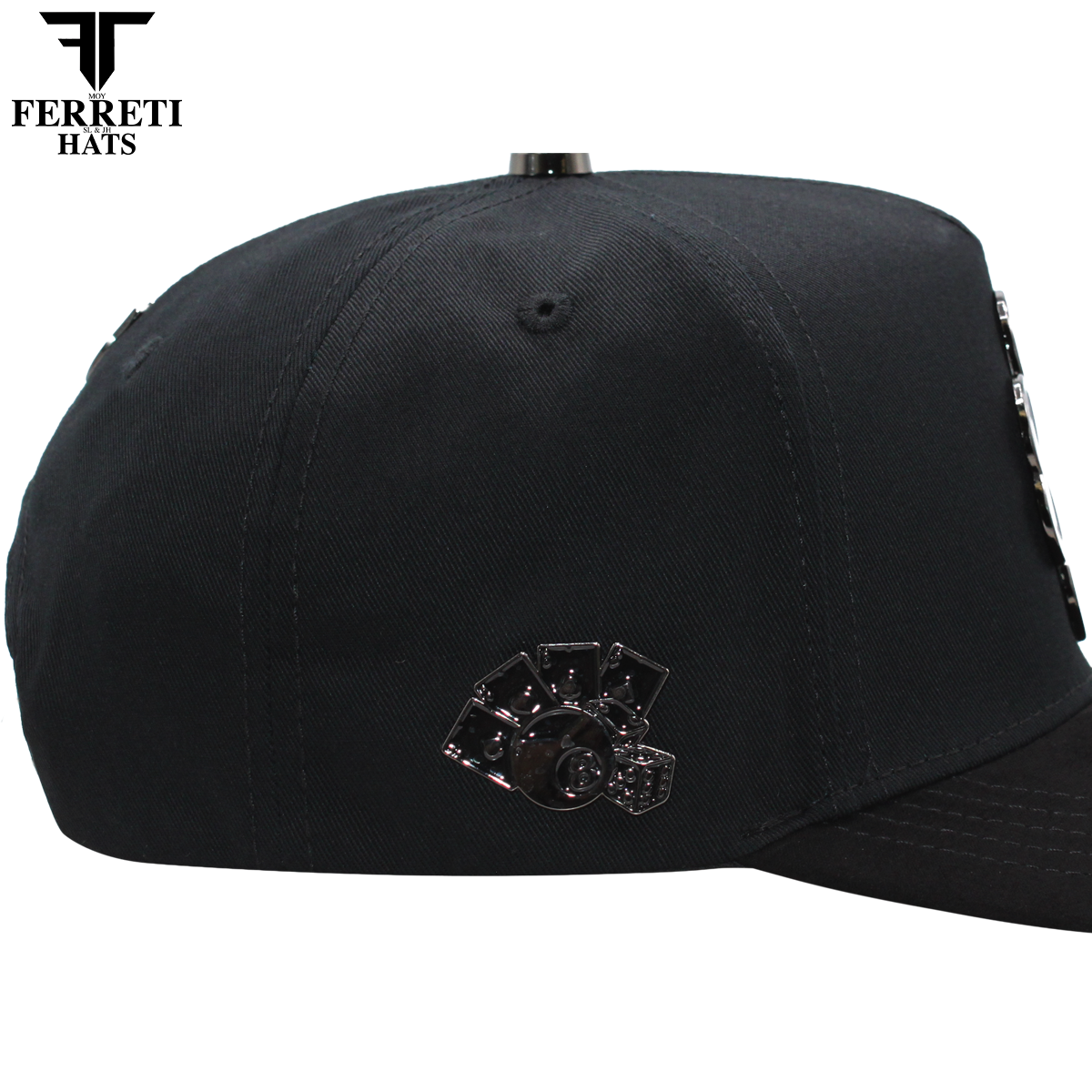 FERRETI HATS PREMIUM FT116BB The Lucky Black on Black Baseball Cap For Men