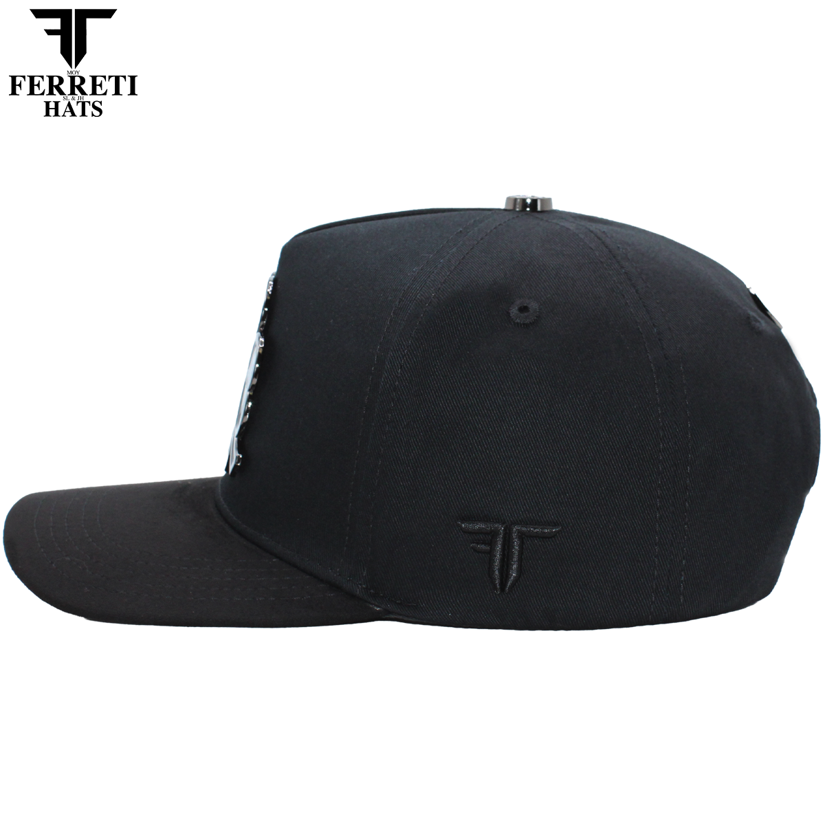 FERRETI HATS PREMIUM FT116BB The Lucky Black on Black Baseball Cap For Men