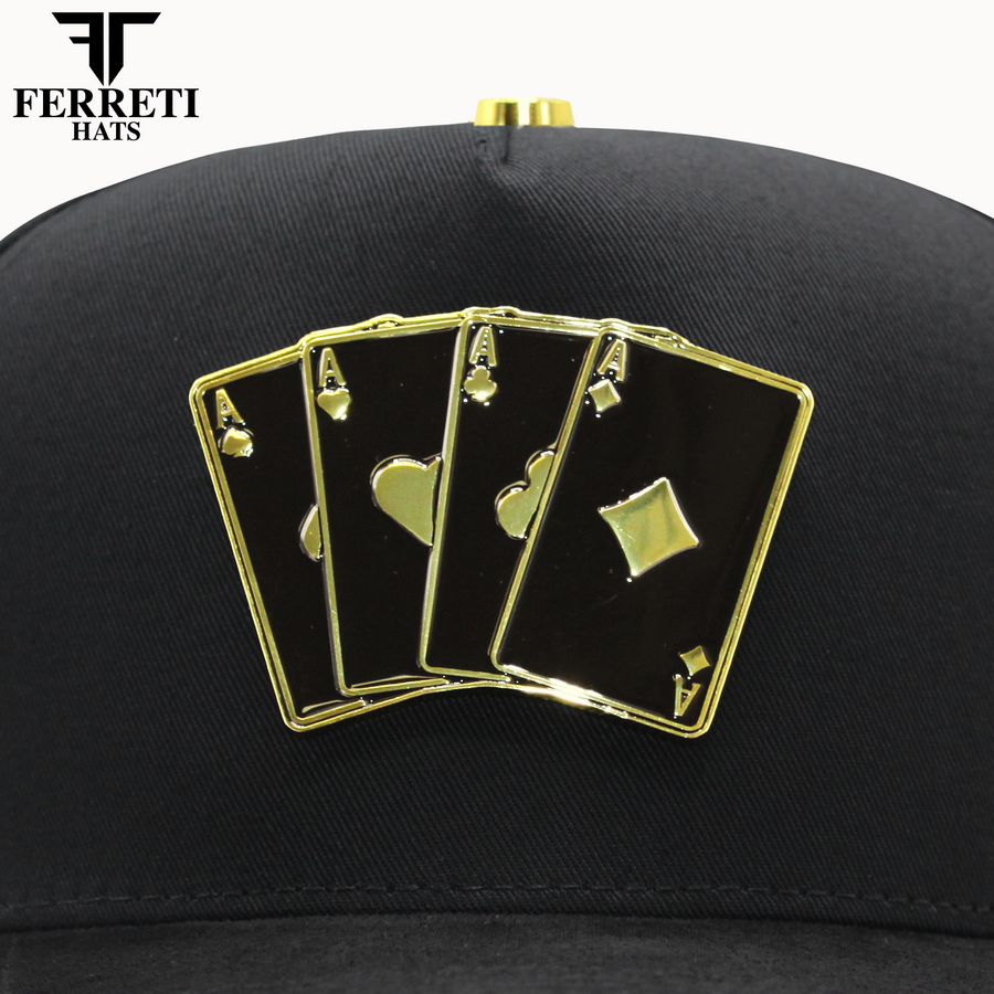 FERRETI HATS PREMIUM FT158 Poker Gold Baseball Cap For Men