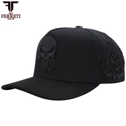 FERRETI HATS PREMIUM FT170 Dark Skull Baseball Cap For Men