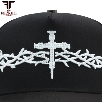 FERRETI HATS PREMIUM FT173 White Cross Baseball Cap For Men