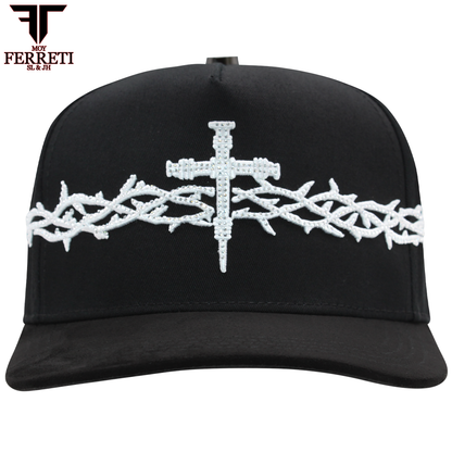 FERRETI HATS PREMIUM FT173 White Cross Baseball Cap For Men