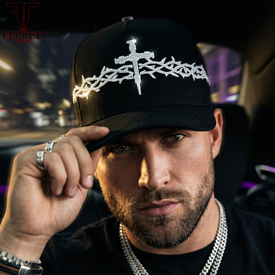 FERRETI HATS PREMIUM FT173 White Cross Baseball Cap For Men