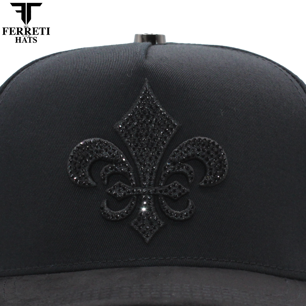 FERRETI HATS PREMIUM FT177 Black Fleur Baseball Cap For Men