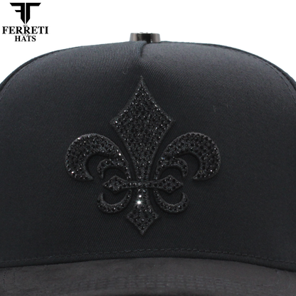 FERRETI HATS PREMIUM FT177 Black Fleur Baseball Cap For Men