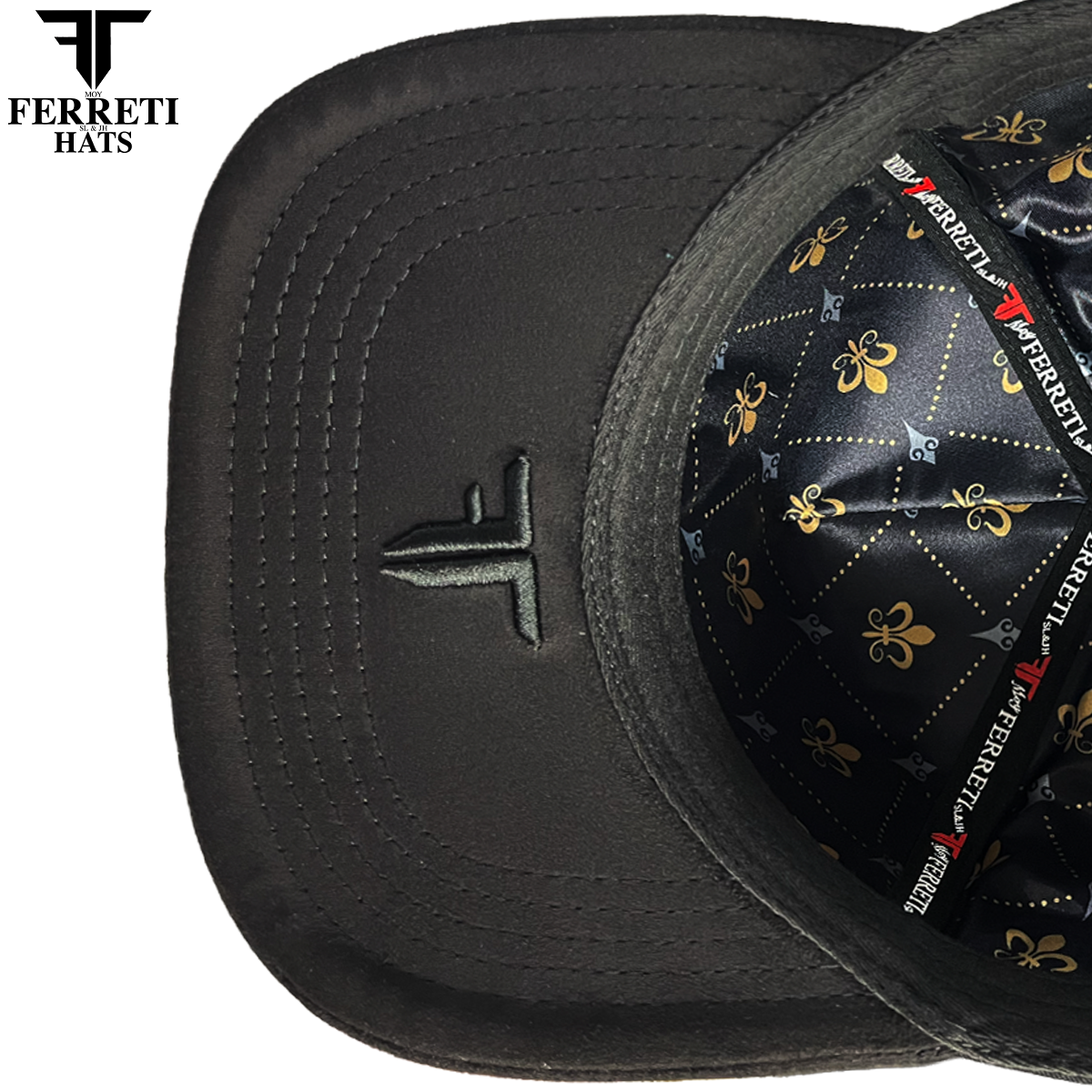 FERRETI HATS PREMIUM FT177 Black Fleur Baseball Cap For Men