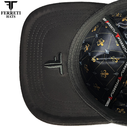 FERRETI HATS PREMIUM FT177 Black Fleur Baseball Cap For Men