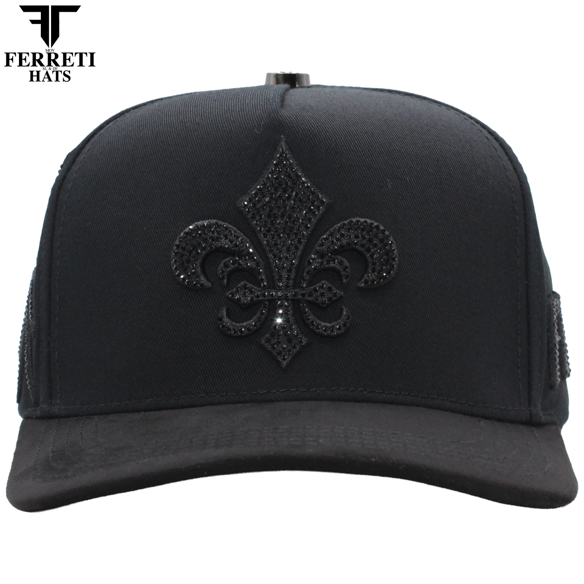 FERRETI HATS PREMIUM FT177 Black Fleur Baseball Cap For Men