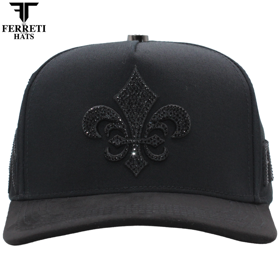 FERRETI HATS PREMIUM FT177 Black Fleur Baseball Cap For Men