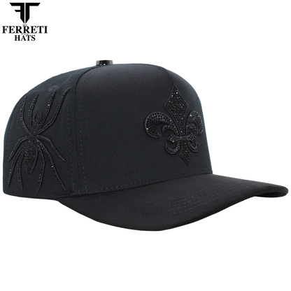 FERRETI HATS PREMIUM FT177 Black Fleur Baseball Cap For Men