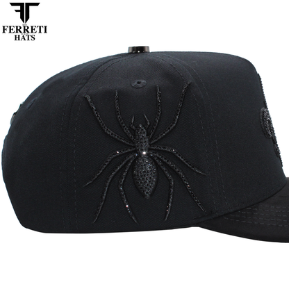 FERRETI HATS PREMIUM FT177 Black Fleur Baseball Cap For Men