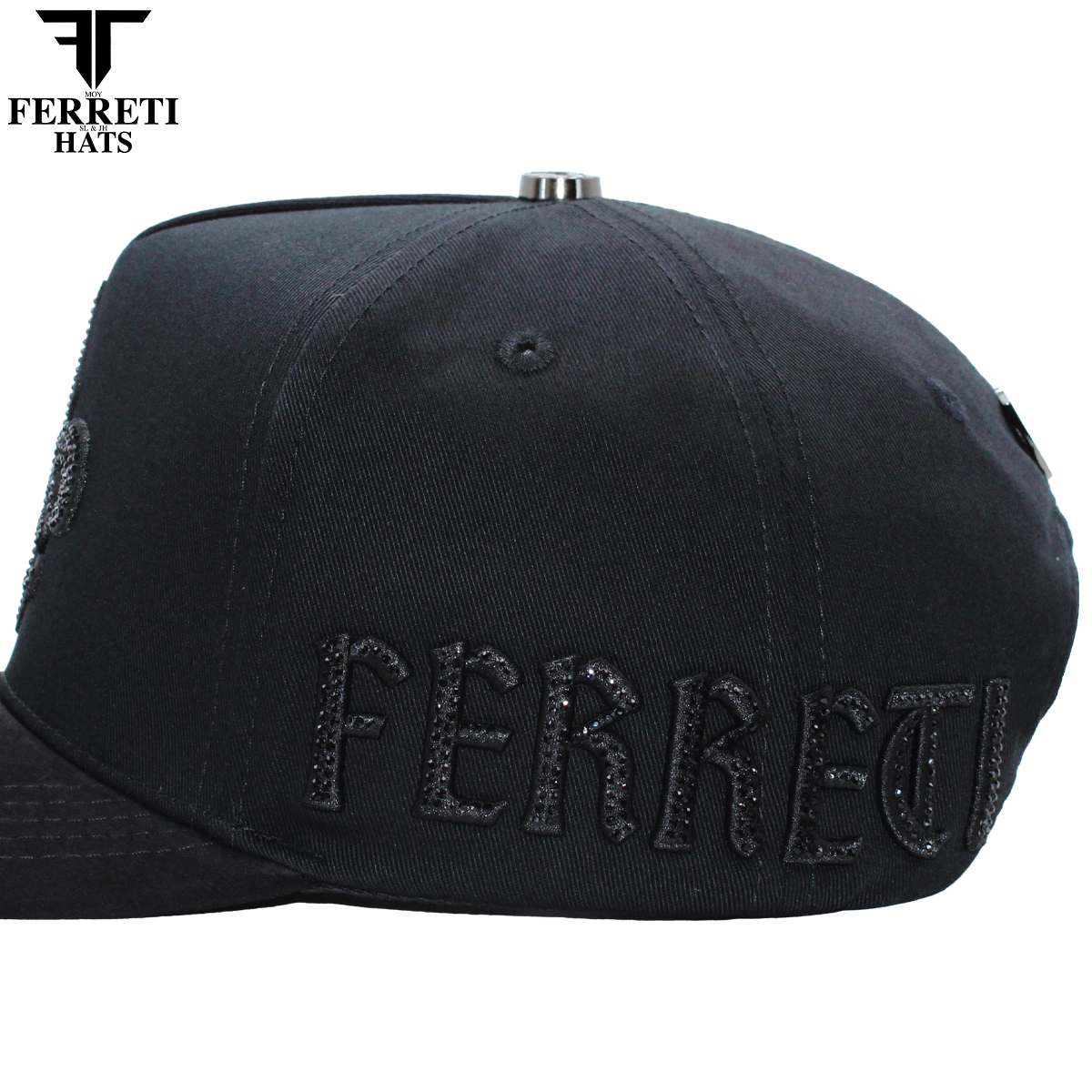 FERRETI HATS PREMIUM FT177 Black Fleur Baseball Cap For Men