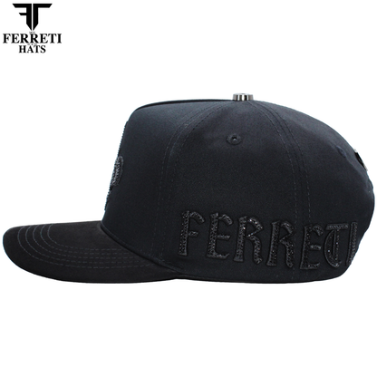 FERRETI HATS PREMIUM FT177 Black Fleur Baseball Cap For Men