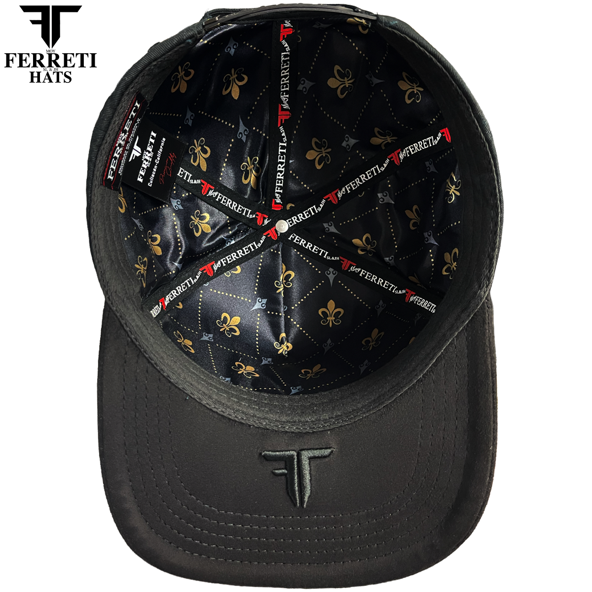 FERRETI HATS PREMIUM FT177 Black Fleur Baseball Cap For Men