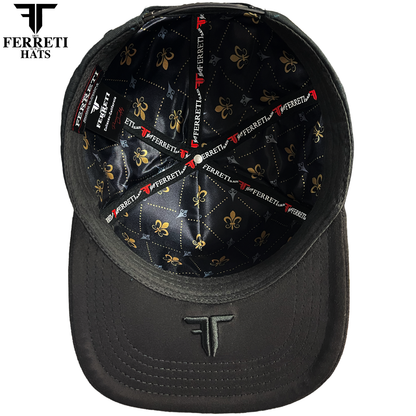 FERRETI HATS PREMIUM FT177 Black Fleur Baseball Cap For Men