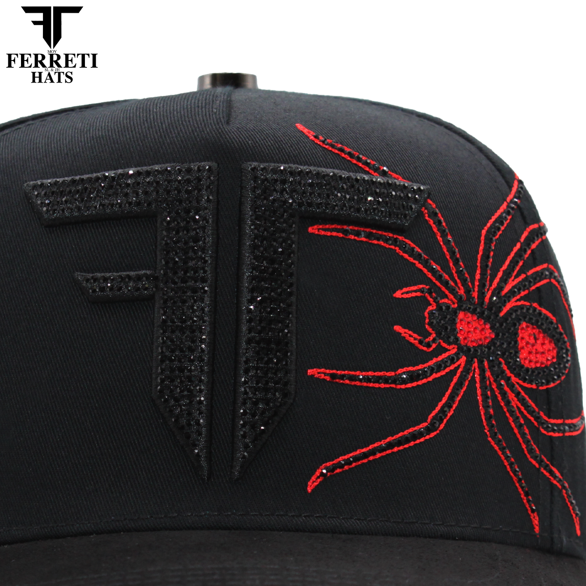 FERRETI HATS PREMIUM FT178 Spider Black Baseball Cap For Men