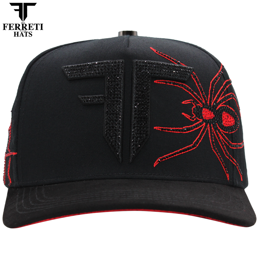FERRETI HATS PREMIUM FT178 Spider Black Baseball Cap For Men
