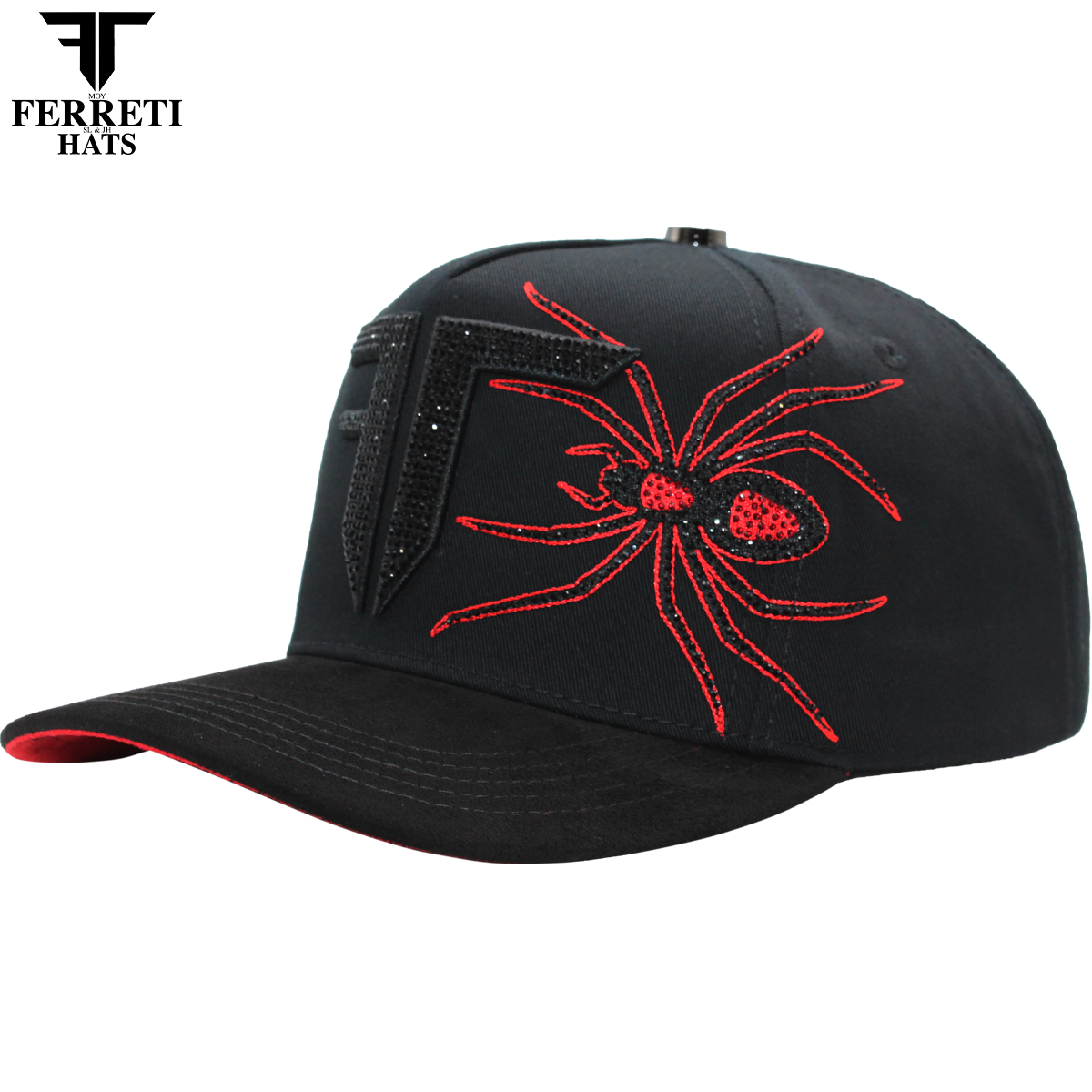 FERRETI HATS PREMIUM FT178 Spider Black Baseball Cap For Men