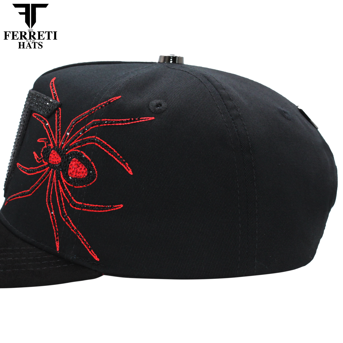 FERRETI HATS PREMIUM FT178 Spider Black Baseball Cap For Men