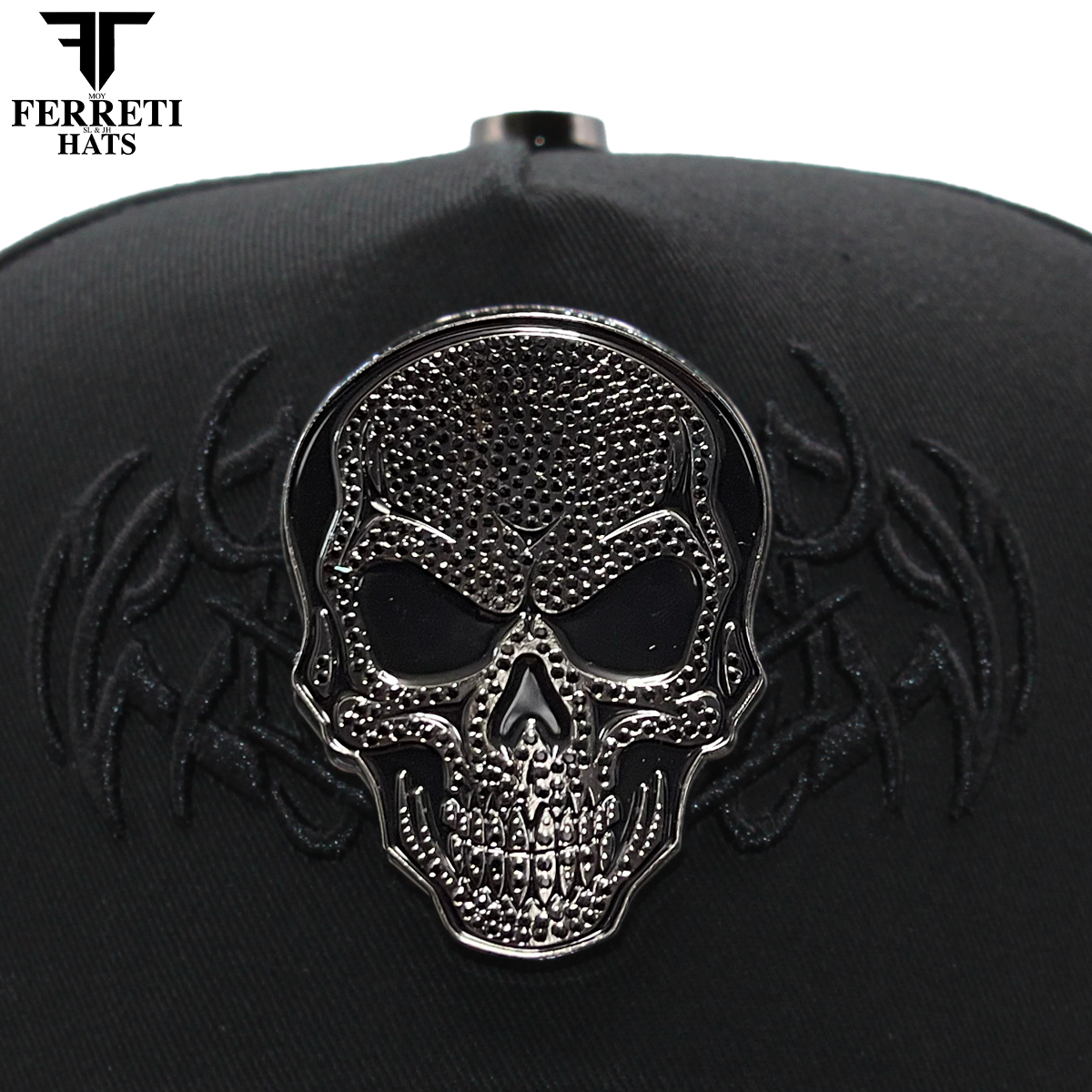 FERRETI HATS PREMIUM FT186 Diamond Skull Baseball Cap For Men
