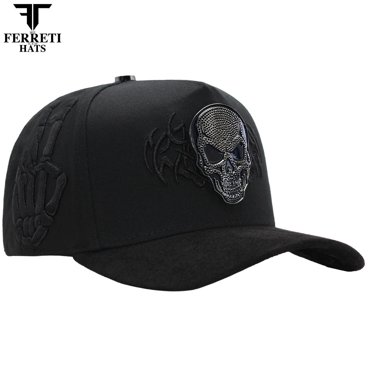 FERRETI HATS PREMIUM FT186 Diamond Skull Baseball Cap For Men