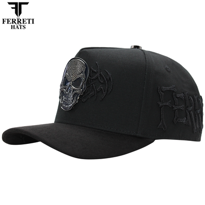 FERRETI HATS PREMIUM FT186 Diamond Skull Baseball Cap For Men