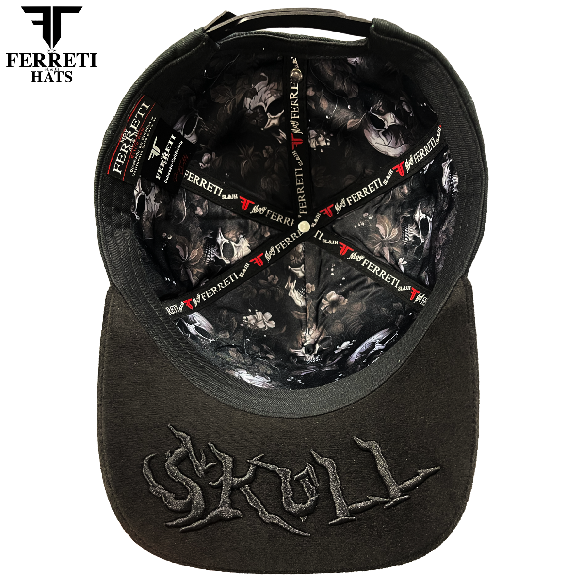 FERRETI HATS PREMIUM FT186 Diamond Skull Baseball Cap For Men