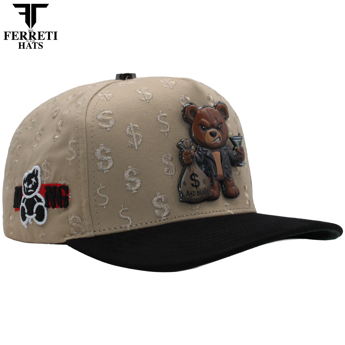 FERRETI HATS PREMIUM FT190 Bad Bear Baseball Cap For Men