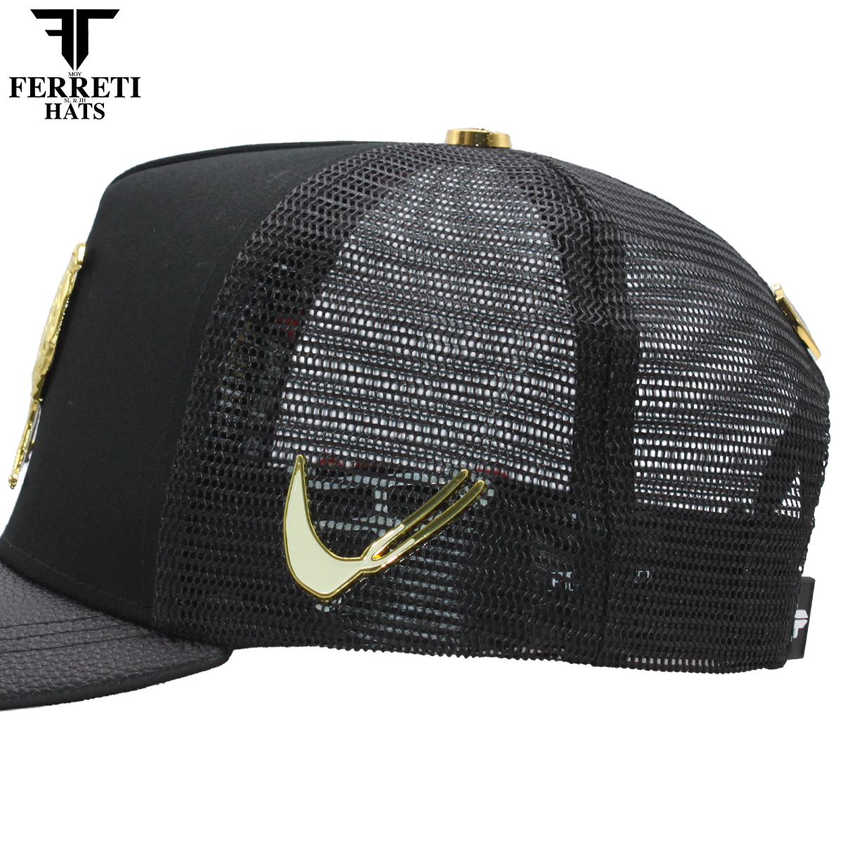 FERRETI HATS PREMIUM FT192 Mr Gallo Malla Negro Baseball Cap For men