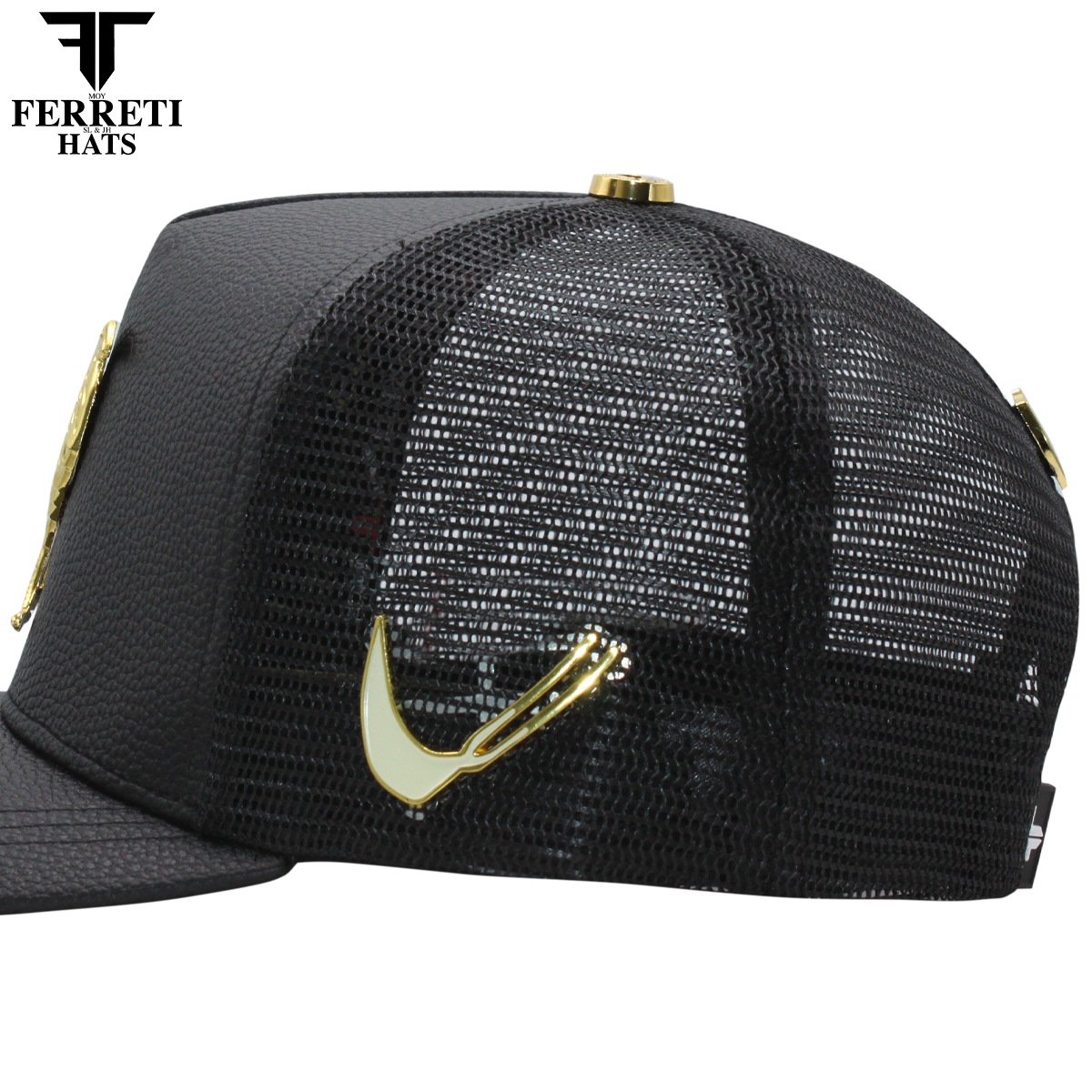 FERRETI HATS PREMIUM FT192 Mr Gallo Malla Negro P.U. Baseball Cap For men