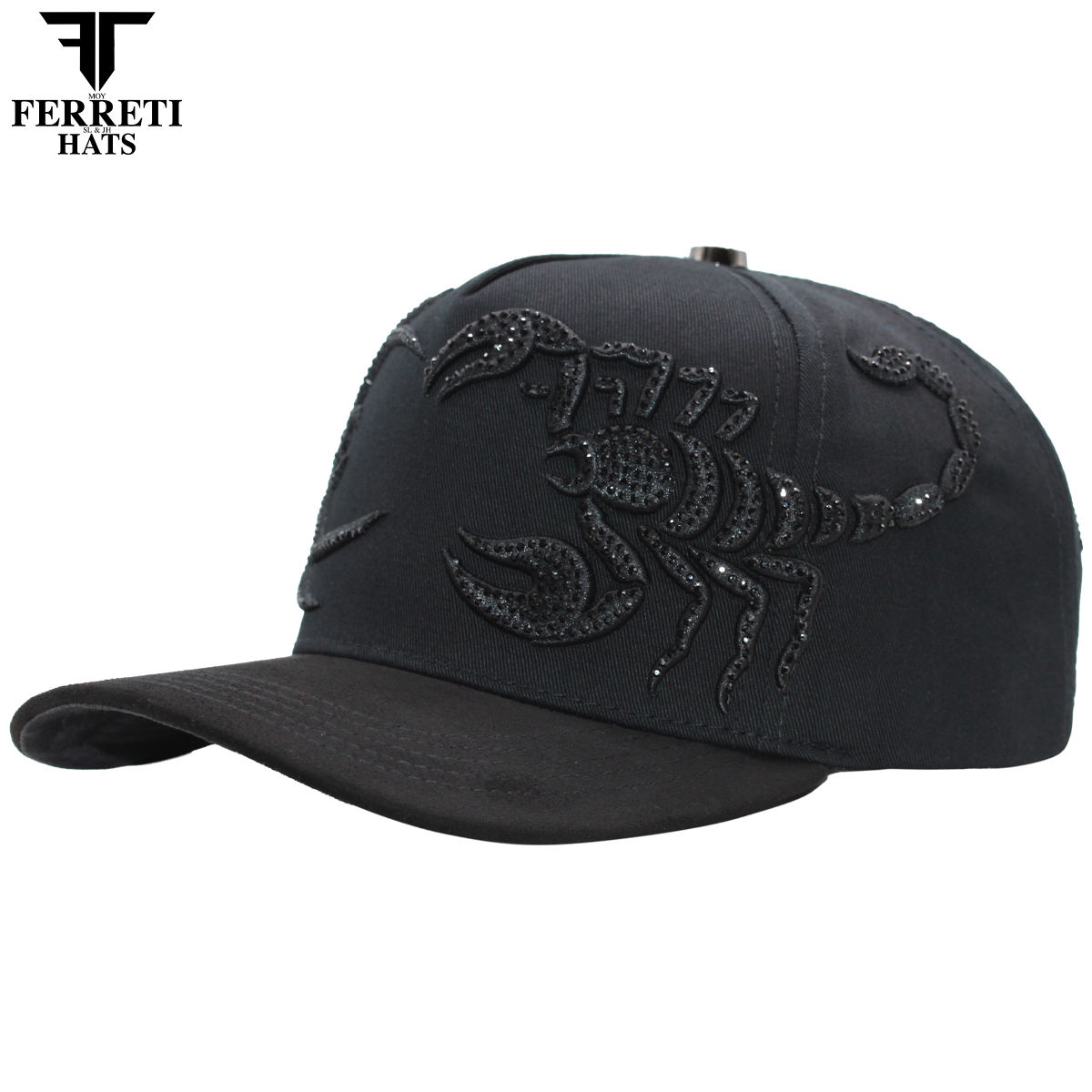 FERRETI HATS PREMIUM FT196 Black Deadly Baseball Cap for Men