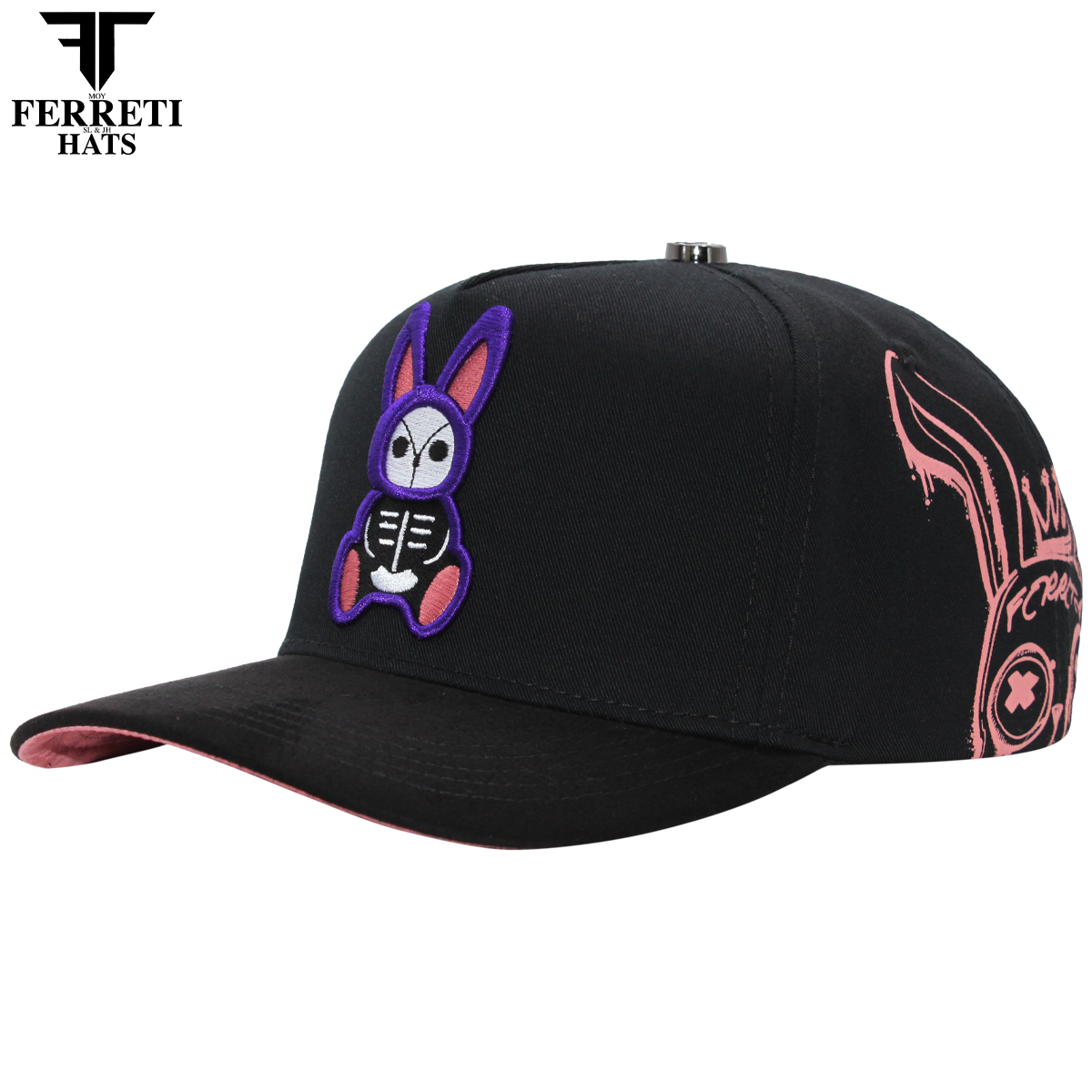 FERRETI HATS PREMIUM FT210 Wild Rabbit Black Baseball Cap For Men
