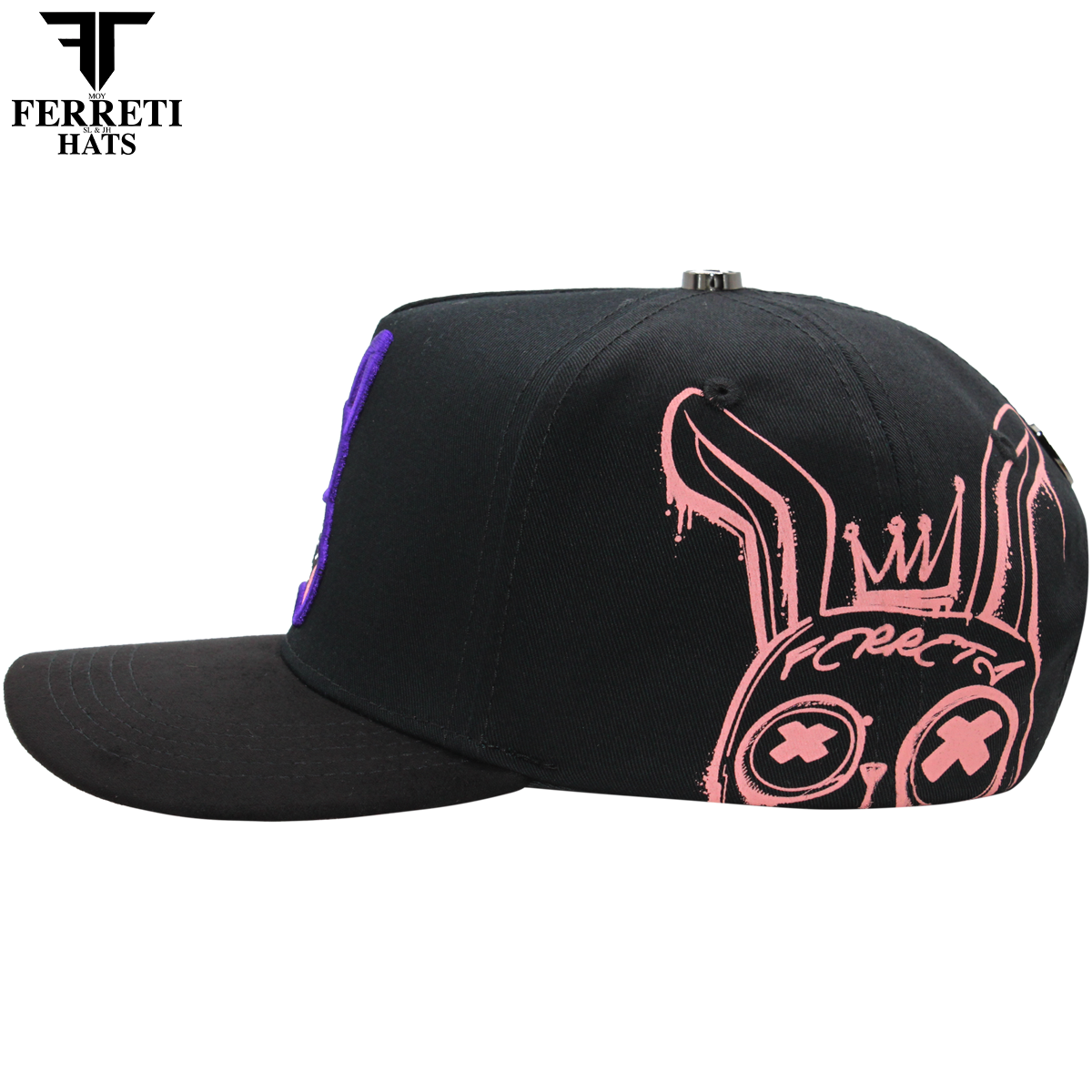 FERRETI HATS PREMIUM FT210 Wild Rabbit Black Baseball Cap For Men