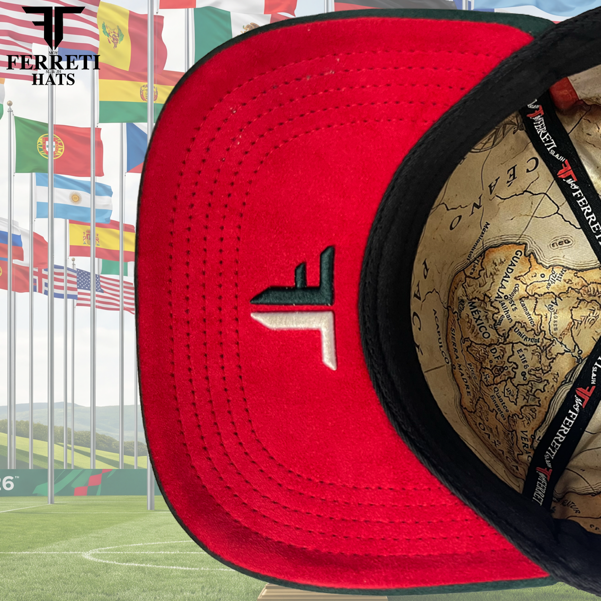 FERRETI HATS PREMIUM FT213 Mexico 2026 Baseball Cap For Men