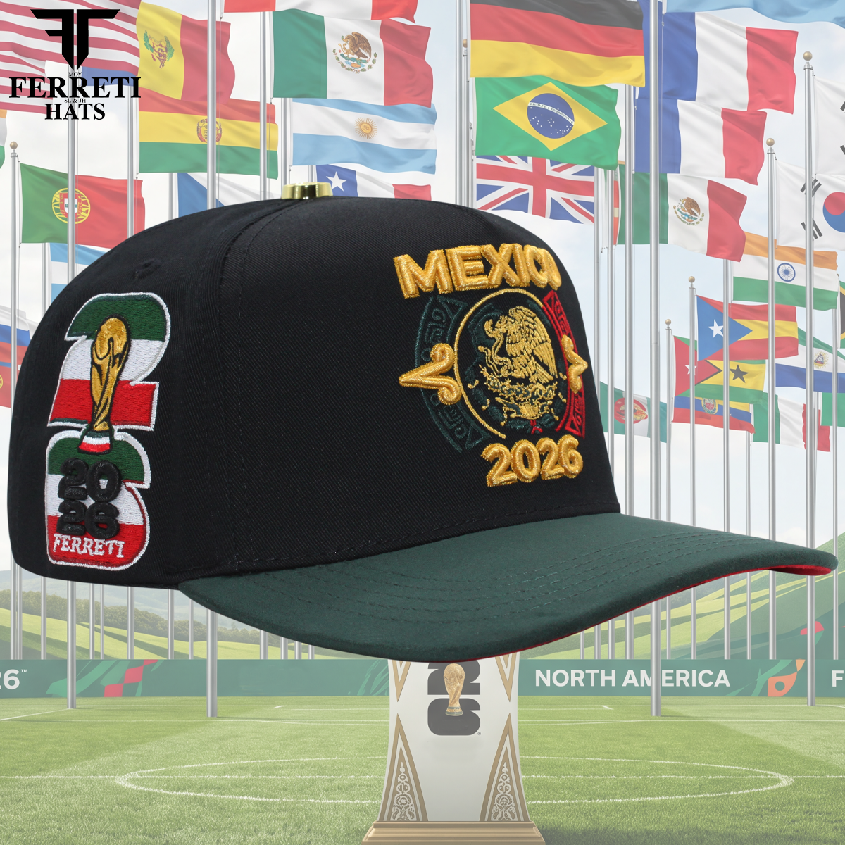 FERRETI HATS PREMIUM FT213 Mexico 2026 Baseball Cap For Men