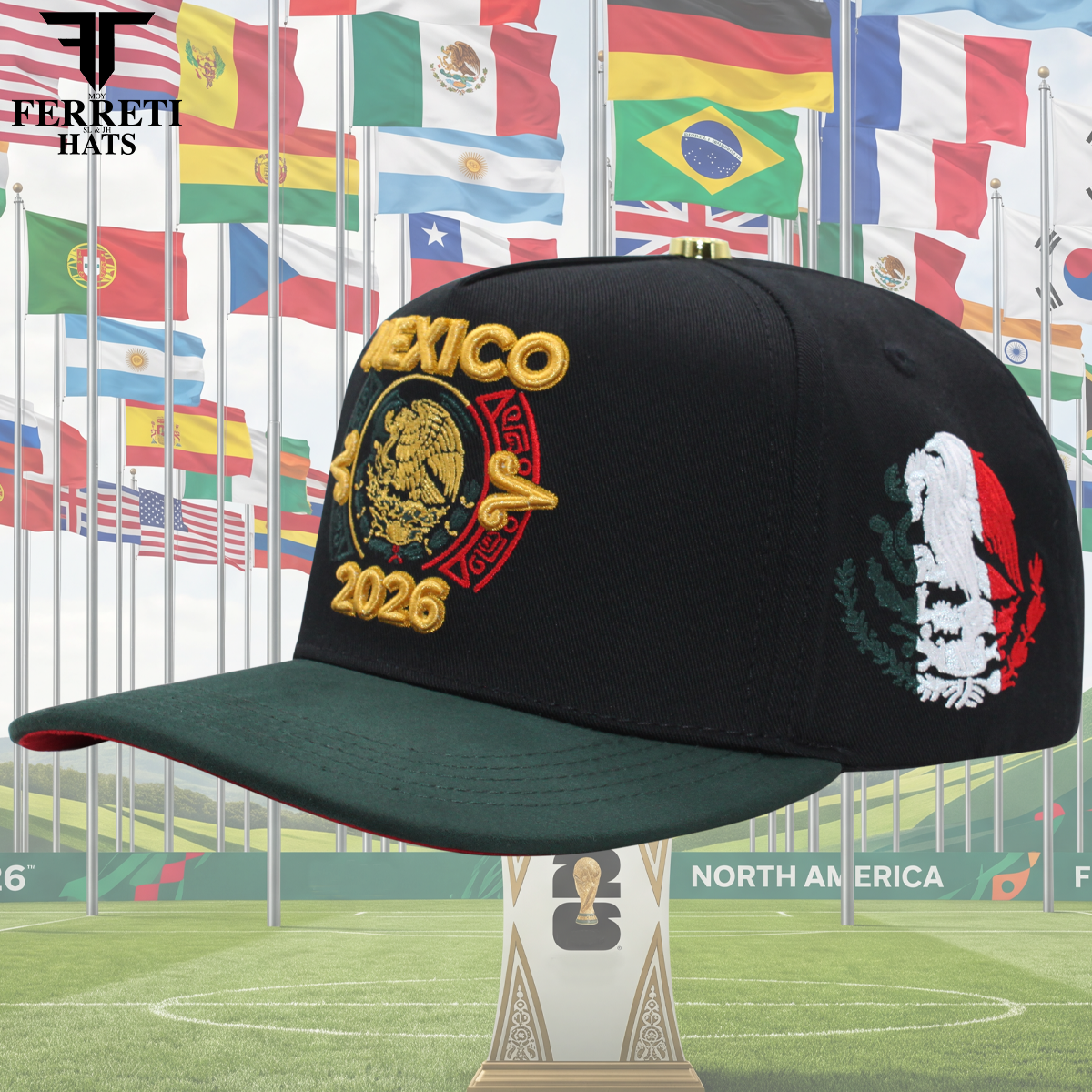 FERRETI HATS PREMIUM FT213 Mexico 2026 Baseball Cap For Men