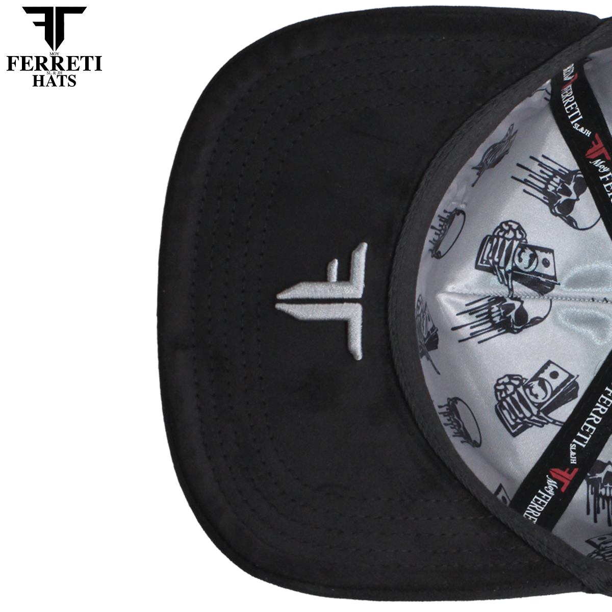 FERRETI HATS PREMIUM FT218 Hustling Black Baseball Cap For Men