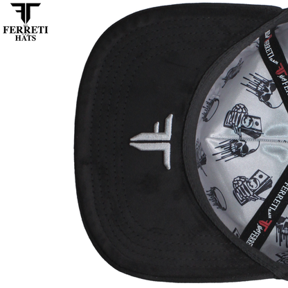 FERRETI HATS PREMIUM FT218 Hustling Black Baseball Cap For Men