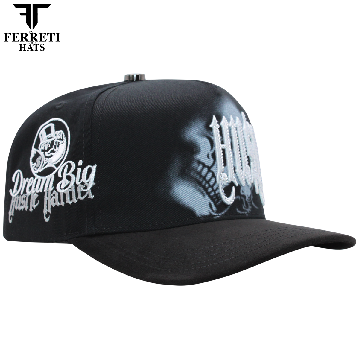 FERRETI HATS PREMIUM FT218 Hustling Black Baseball Cap For Men