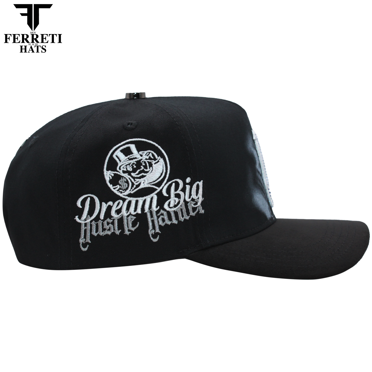 FERRETI HATS PREMIUM FT218 Hustling Black Baseball Cap For Men