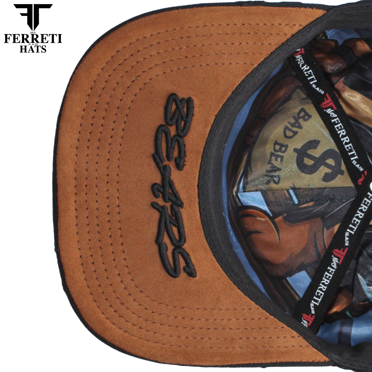 FERRETI HATS PREMIUM FT234 Bad Bears Guanted Baseball Cap For Men