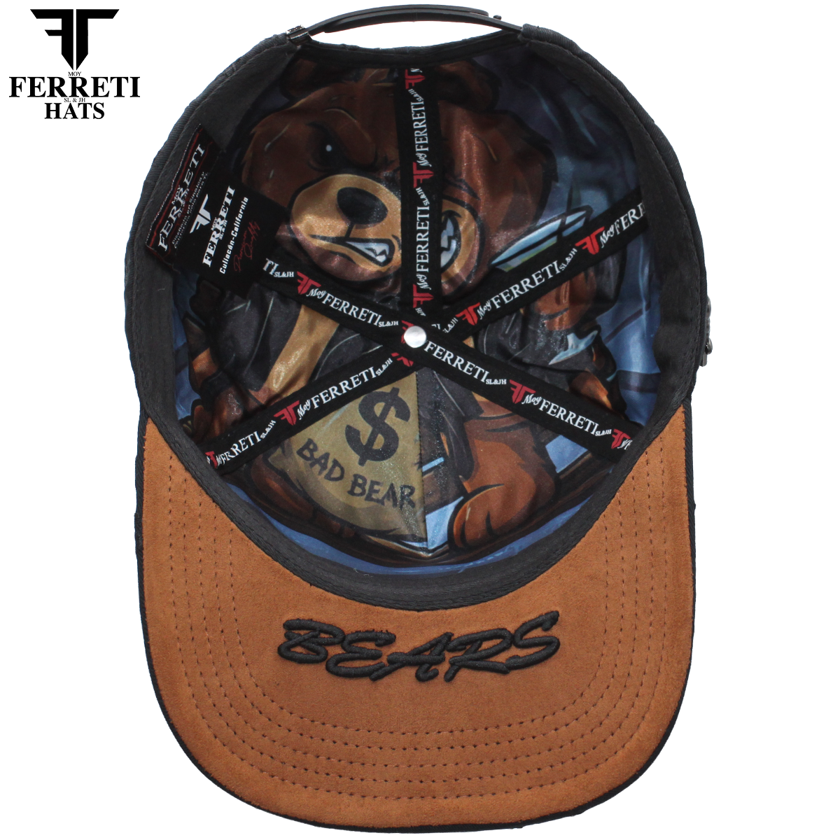 FERRETI HATS PREMIUM FT234 Bad Bears Guanted Baseball Cap For Men
