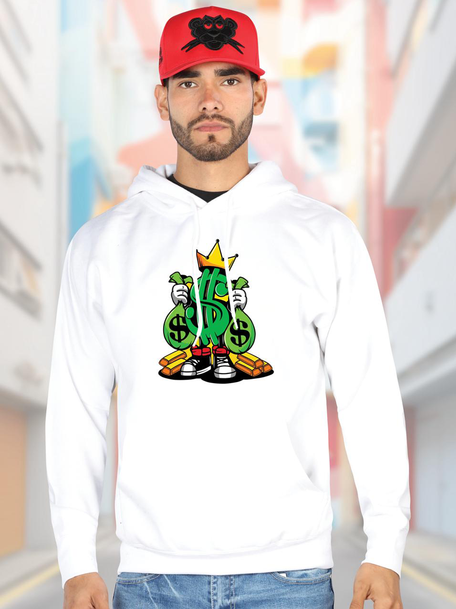 FERRETI HATS Cotton Hoodie Rey Dinero with Iconic Money Design