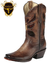 Cargar imagen en el visor de la galería, Bota Vaquera FERRETI Premium para Dama Original Horma Rodeo LIZBETH Cafe
